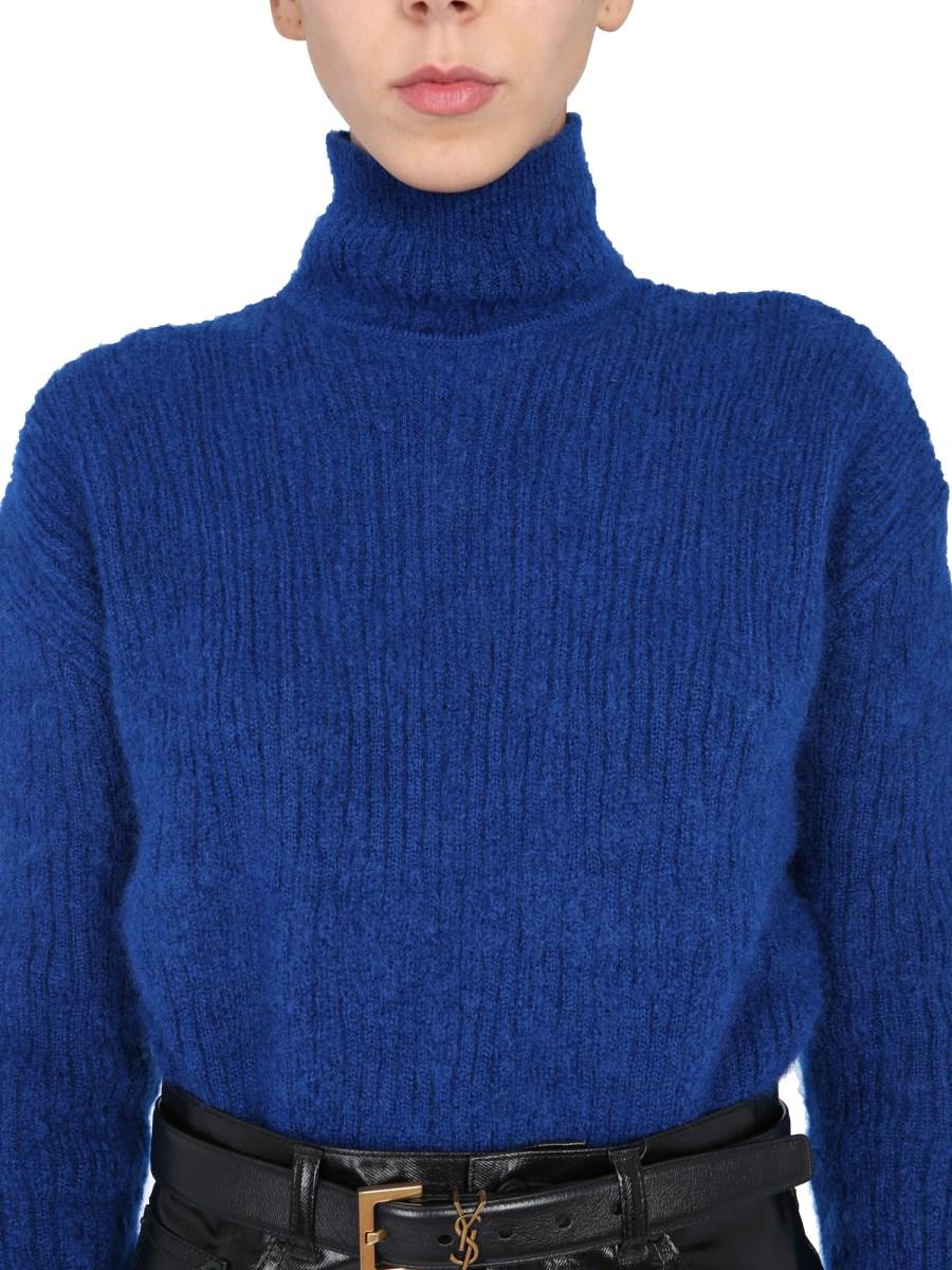 SAINT LAURENT MAGLIA A COLLO ALTO IN MOHAIR