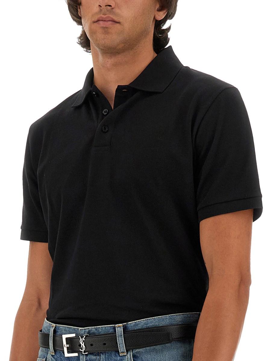 SAINT LAURENT POLO CASSANDRE IN PIQUÉ DI COTONE