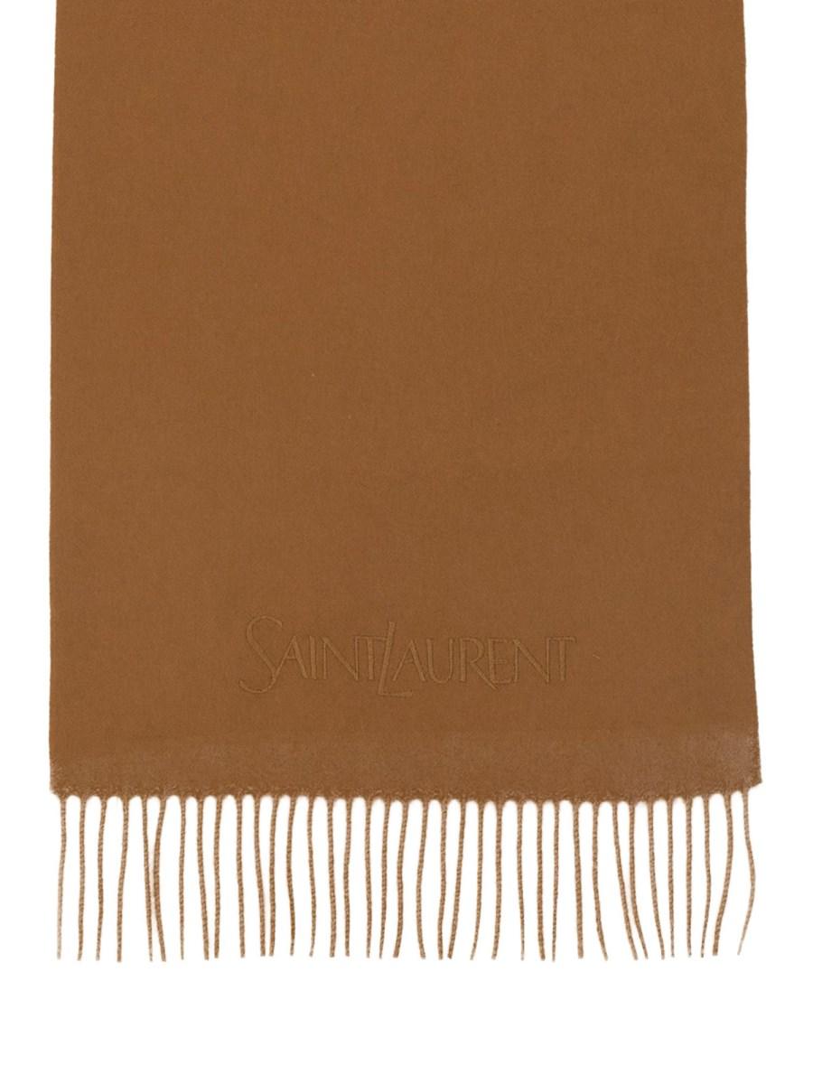 SAINT LAURENT SCIARPA IN CASHMERE CON RICAMO LOGO