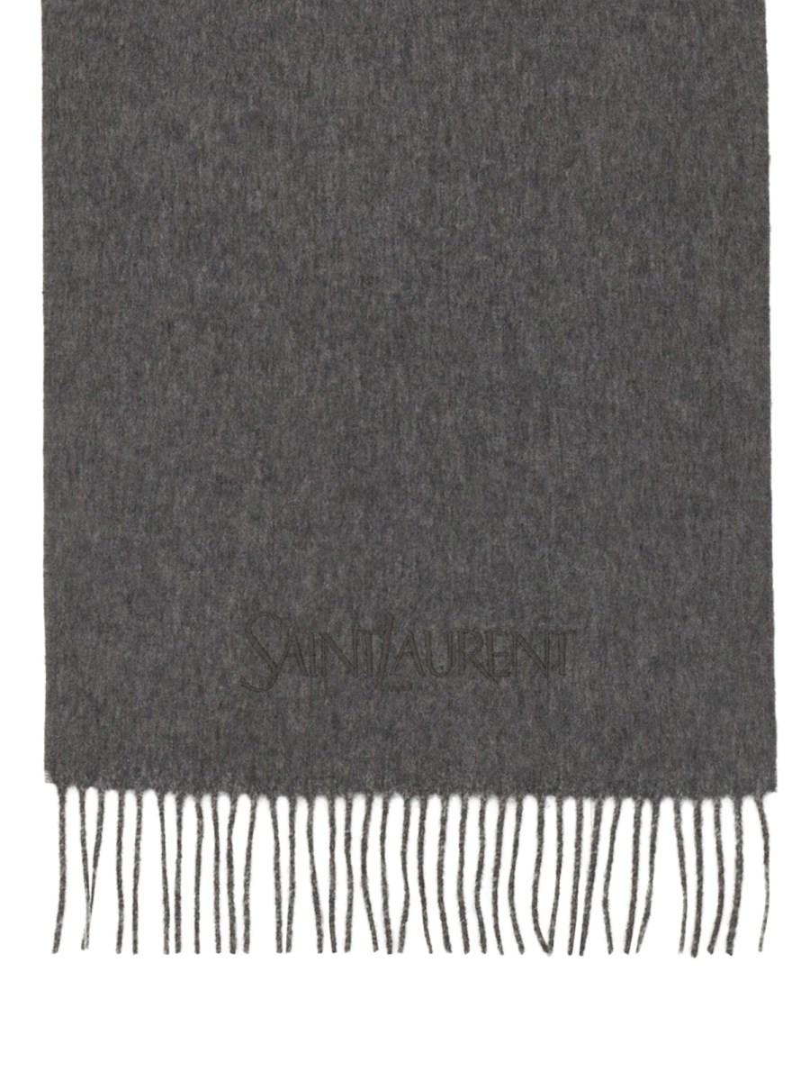 SAINT LAURENT SCIARPA IN CASHMERE CON RICAMO LOGO