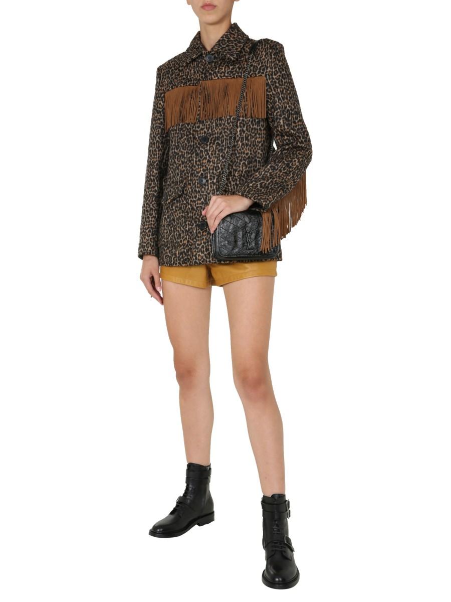 SAINT LAURENT SHORT A VITA ALTA IN PELLE
