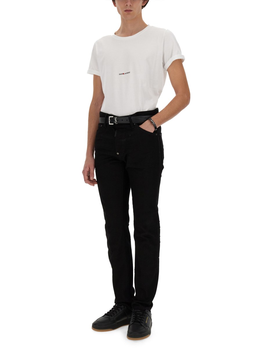 SAINT LAURENT T-SHIRT IN COTONE CON STAMPA LOGO