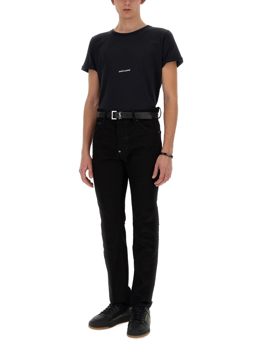 SAINT LAURENT T-SHIRT IN COTONE CON STAMPA LOGO