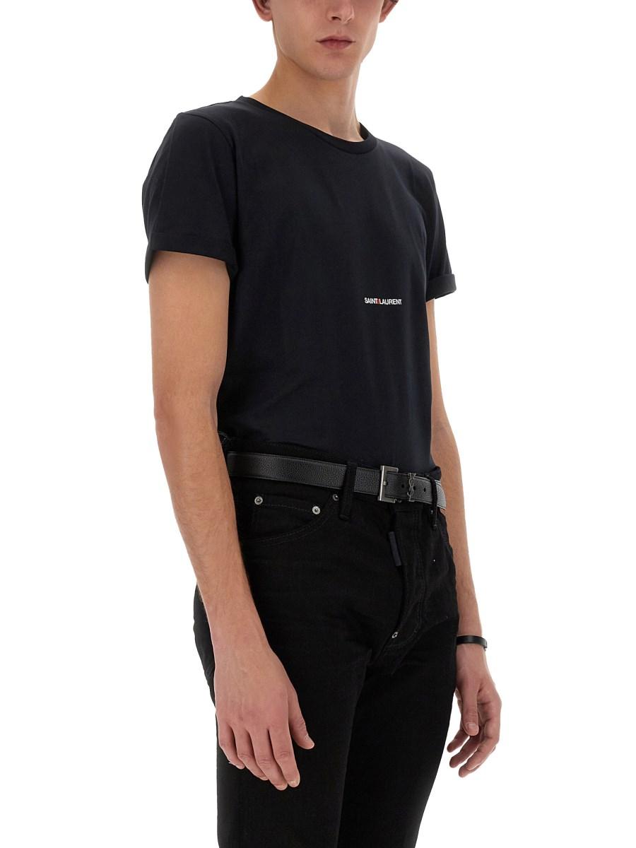SAINT LAURENT T-SHIRT IN COTONE CON STAMPA LOGO