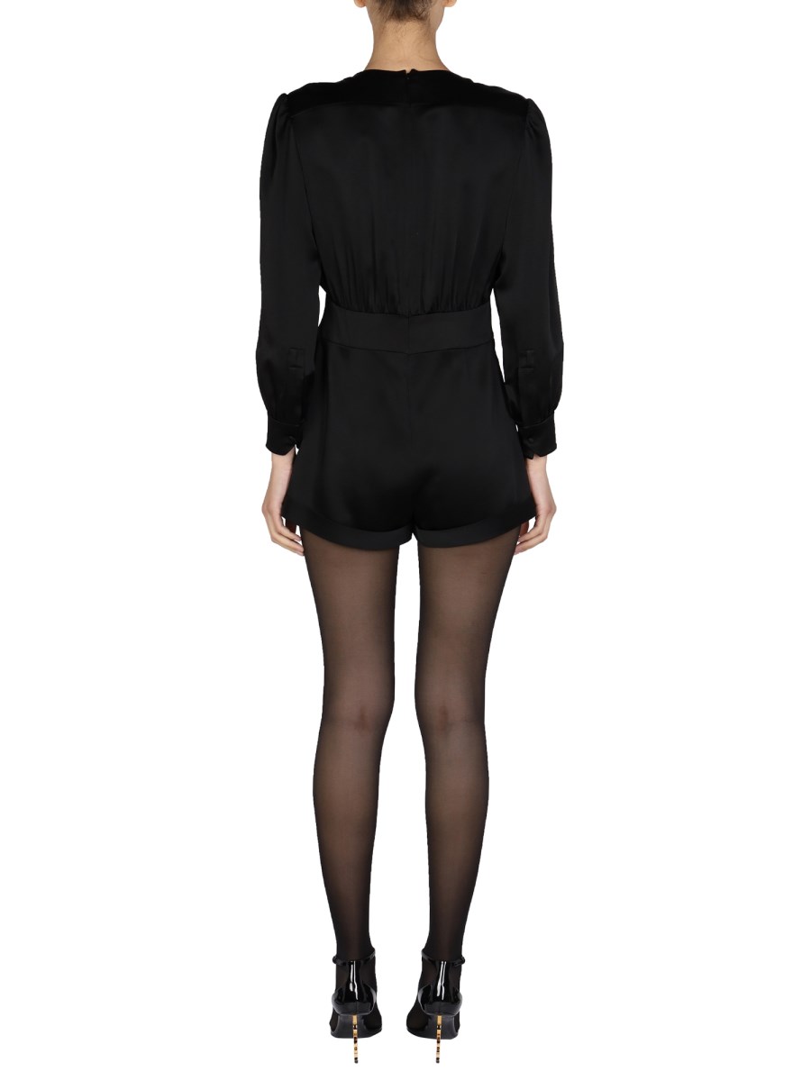 SAINT LAURENT TUTA IN MISTO VISCOSA CON SCOLLO A V