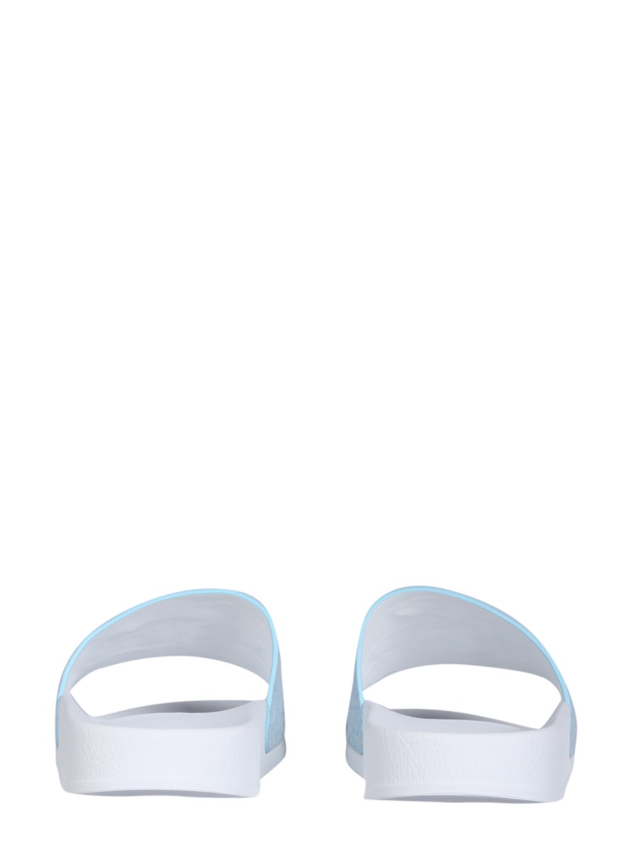 GIUSEPPE ZANOTTI SANDALO SLIDE IN PELLE STAMPA COCCO CON LOGO