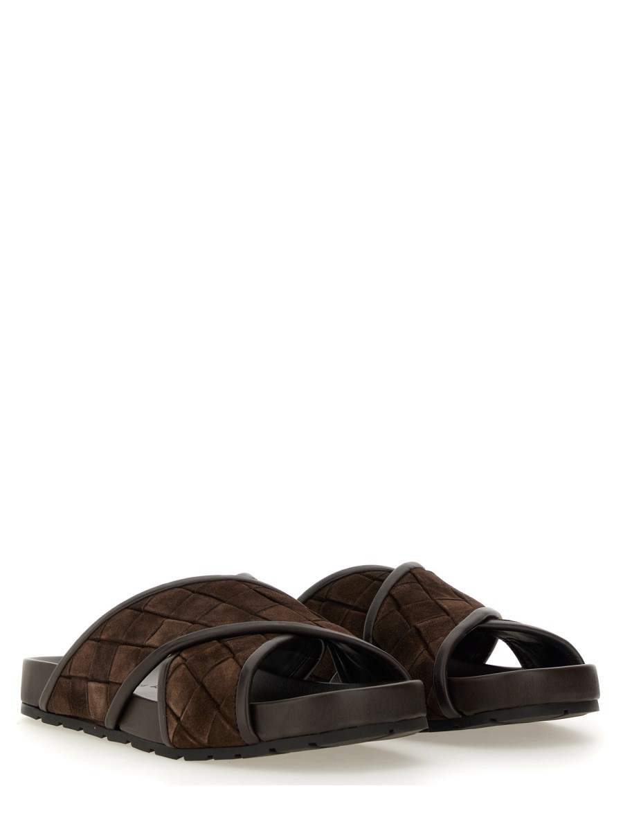 BOTTEGA VENETA SANDALO TARIK IN SUEDE CON MOTIVO INTRECCIATO