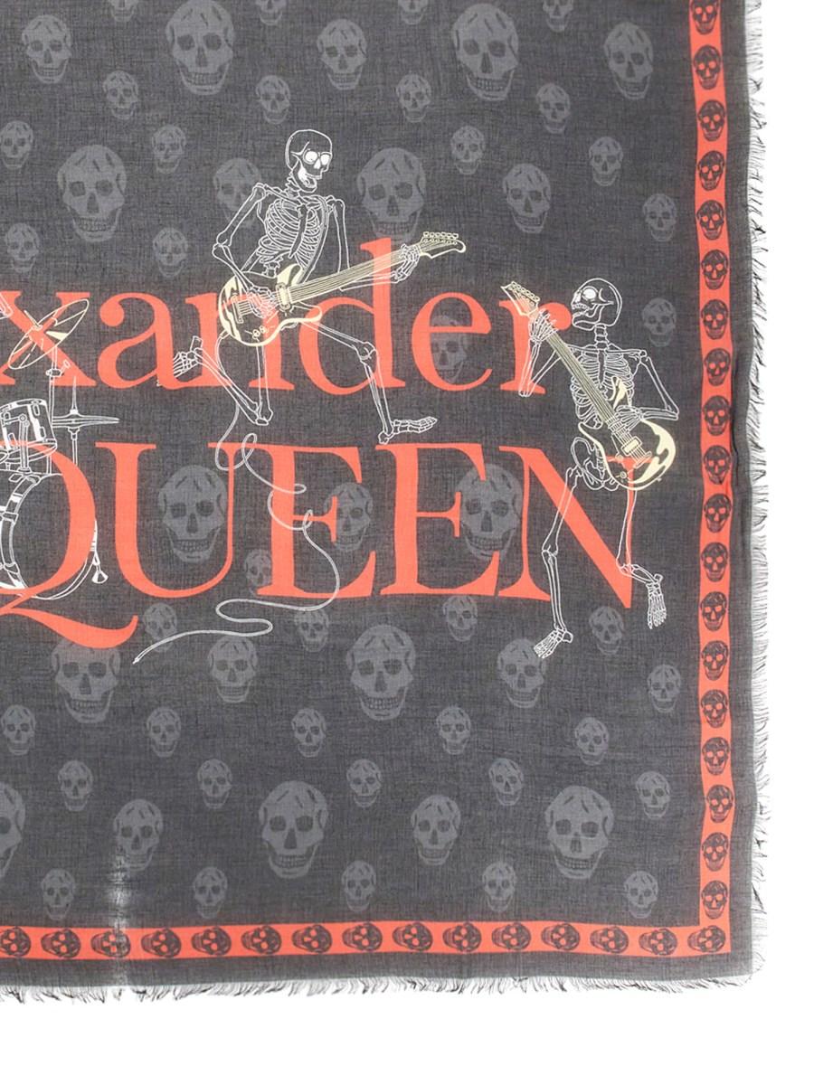ALEXANDER McQUEEN SCIARPA IN MODAL E SETA CON STAMPA LOGO
