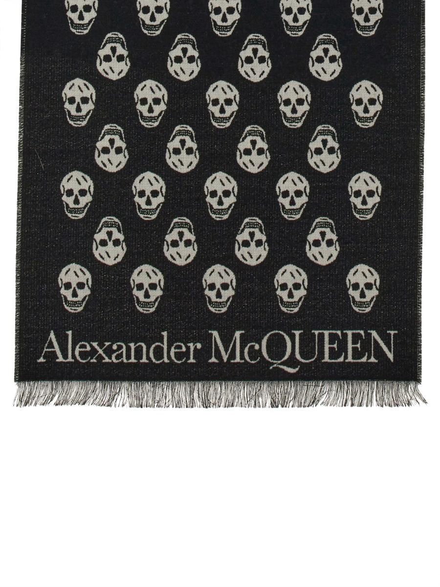 ALEXANDER McQUEEN SCIARPA REVERSIBILE IN LANA CON SKULL