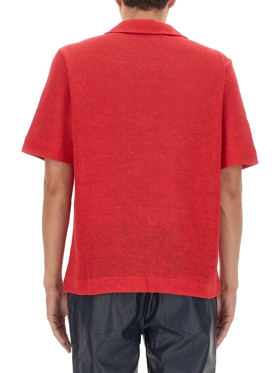 SÉFR T-SHIRT IN LINO CON SCOLLO A V