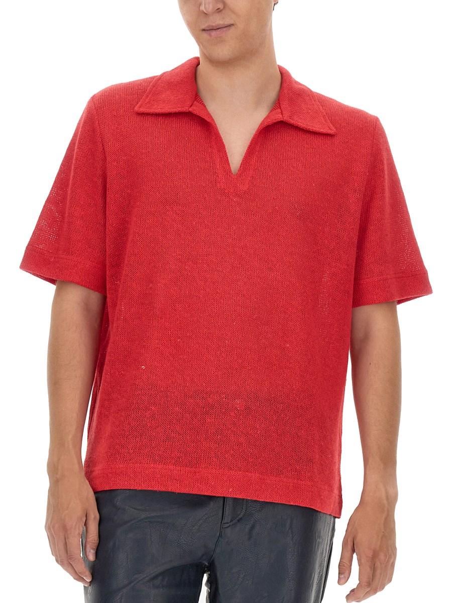 SÉFR T-SHIRT IN LINO CON SCOLLO A V