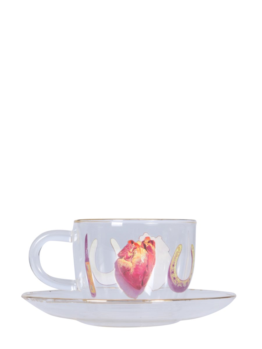 SELETTI TAZZINA DA CAFFÉ I LOVE YOU IN VETRO