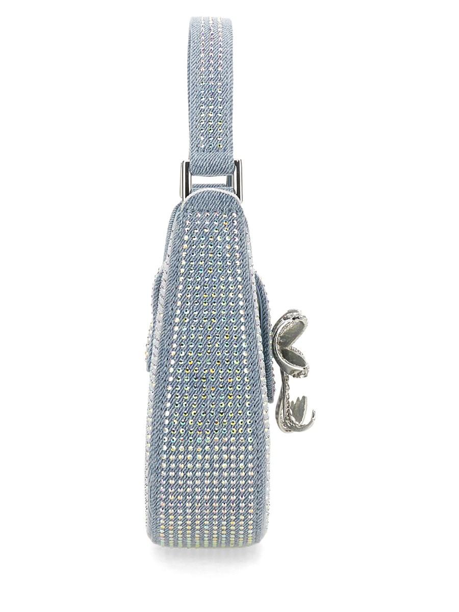 SELF-PORTRAIT BORSA CRESENT IN DENIM CON STRASS