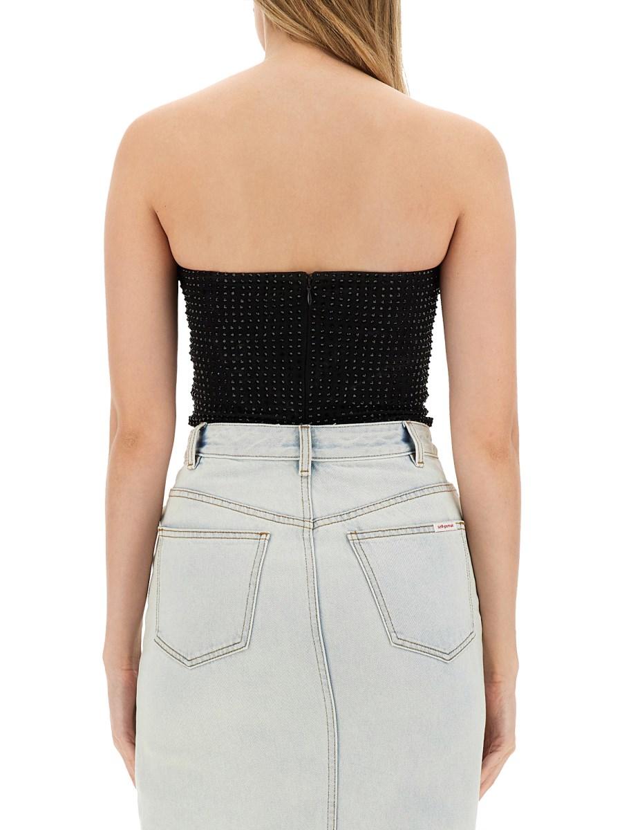SELF-PORTRAIT TOP IN JERSEY CON STRASS
