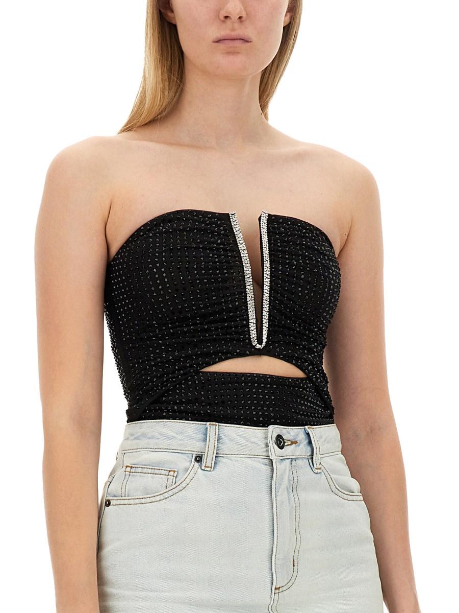 SELF-PORTRAIT TOP IN JERSEY CON STRASS