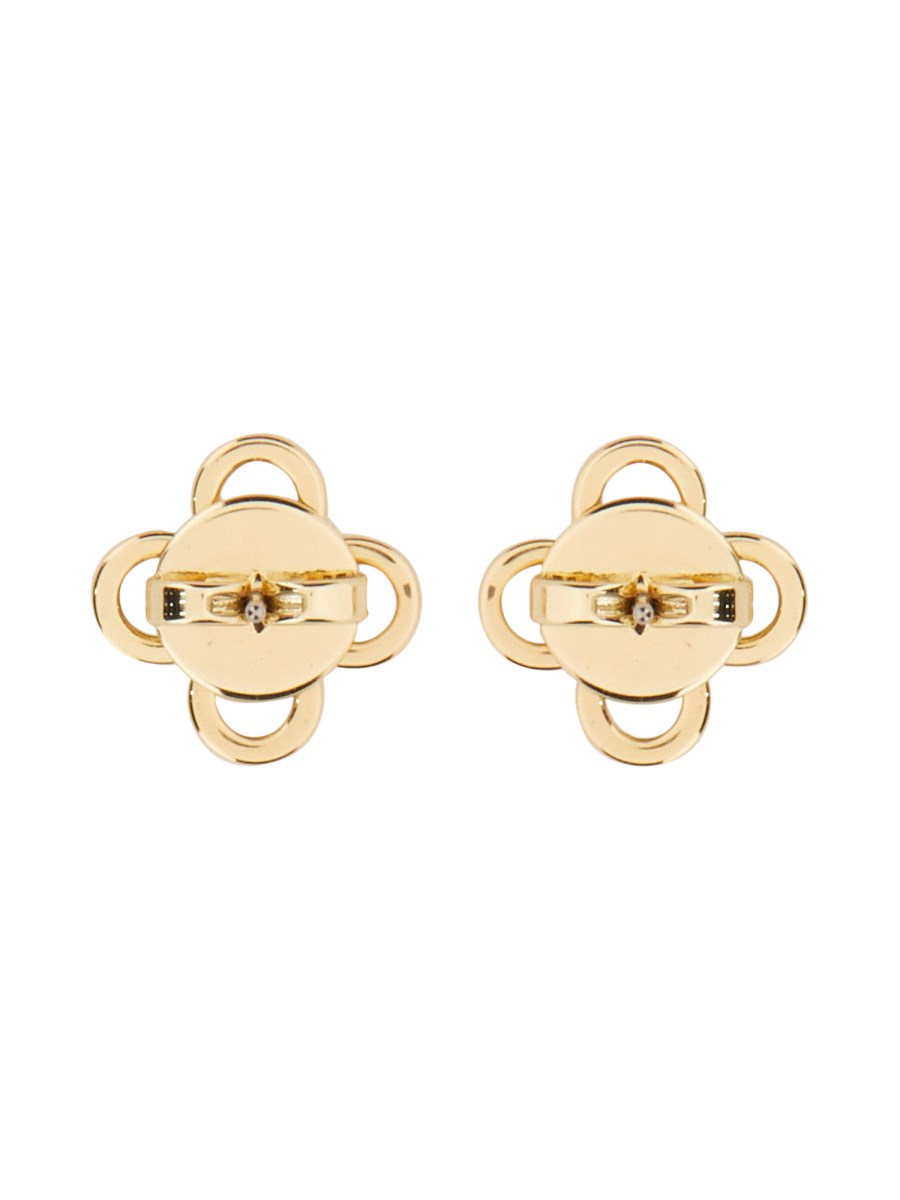 TORY BURCH SET "KIRA" CLOVER CON PENDENTE IN PAVÉ E ORECCHINI A BORCHIA