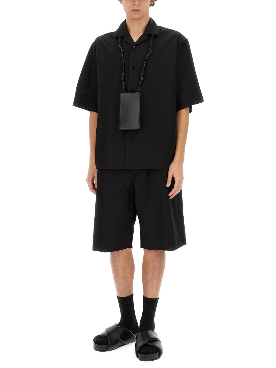 JIL SANDER SHORT IN COTONE BIOLOGICO LEGGERO CON TASHE APPLICATE