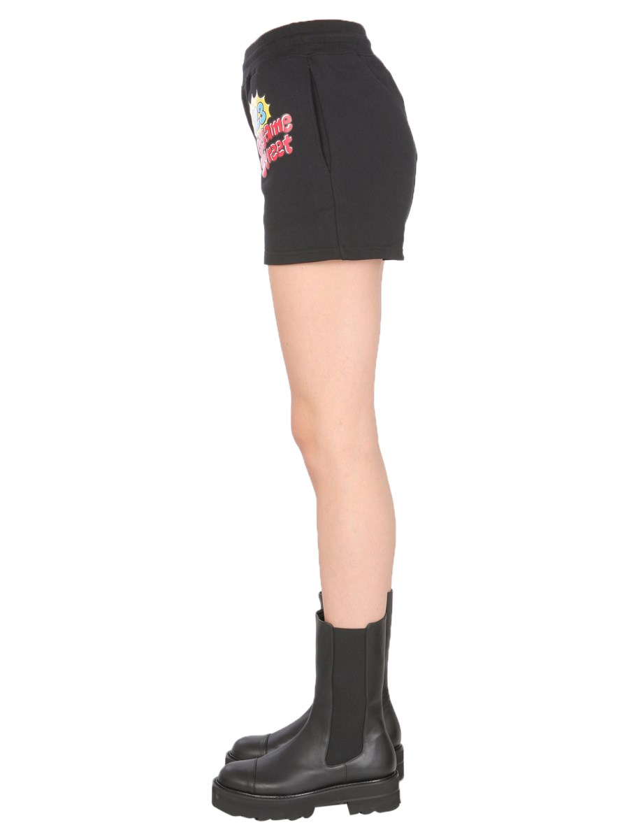 MOSCHINO SHORT IN FELPA DI COTONE CON STAMPA SESAME STREET