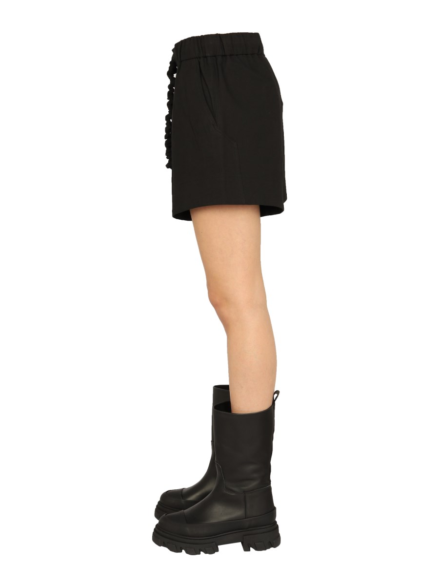 GANNI SHORTS IN COTONE BIOLOGICO CON ELASTICO ARRICCIATO