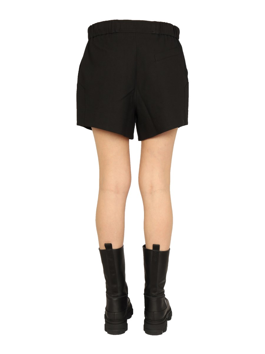 GANNI SHORTS IN COTONE BIOLOGICO CON ELASTICO ARRICCIATO