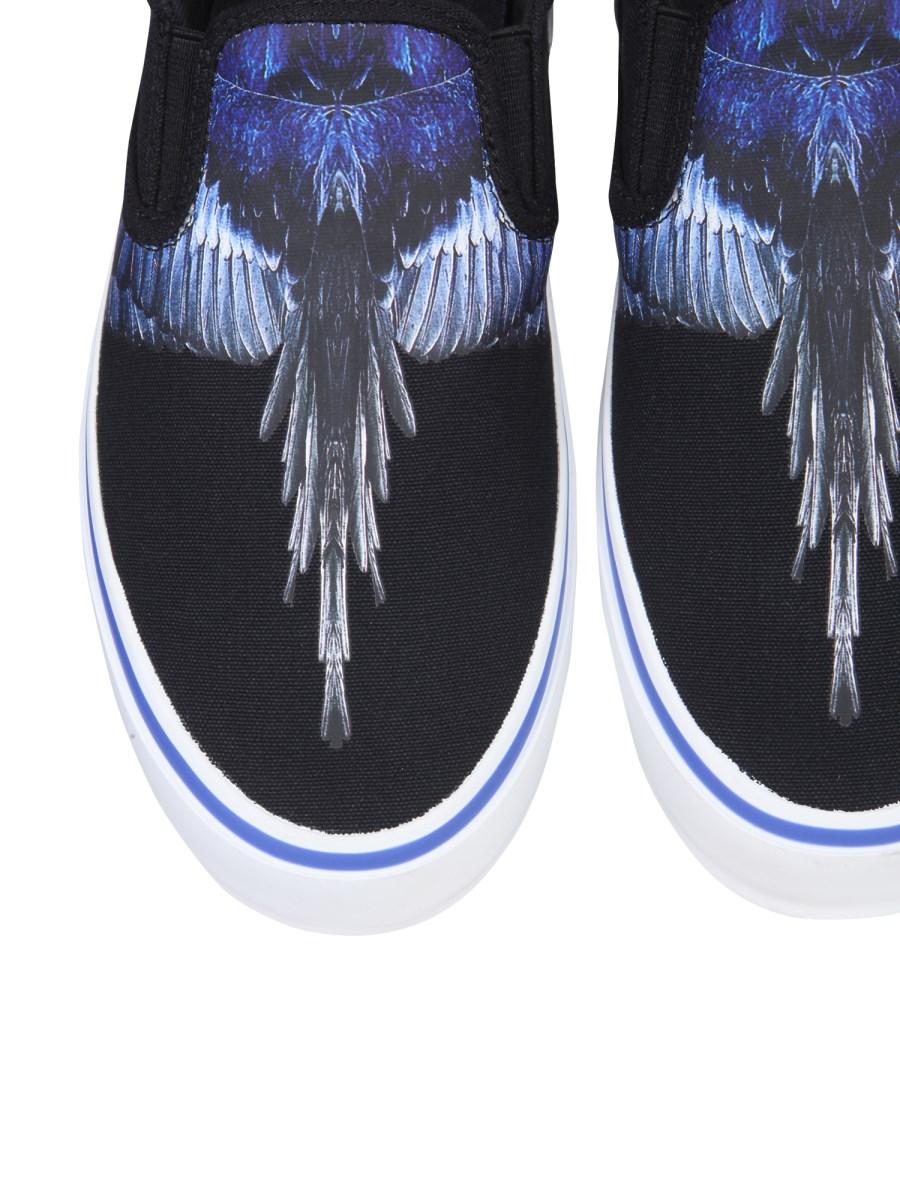 MARCELO BURLON COUNTY OF MILAN SLIP-ON VULCANIZZATE IN COTONE CON STAMPA WINGS