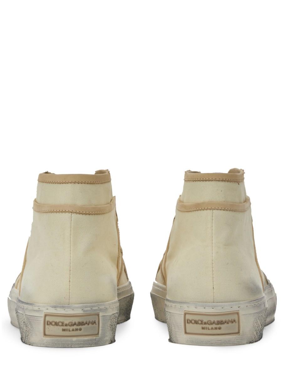 DOLCE & GABBANA SNEAKER VINTAGE MID TOP IN TELA DI COTONE