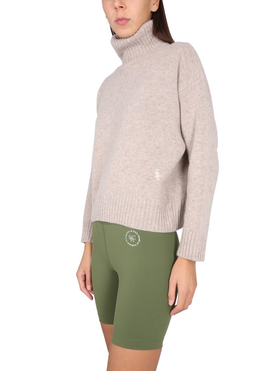 SPORTY&RICH MAGLIA CON COLLO ALTO E RICAMO LOGO