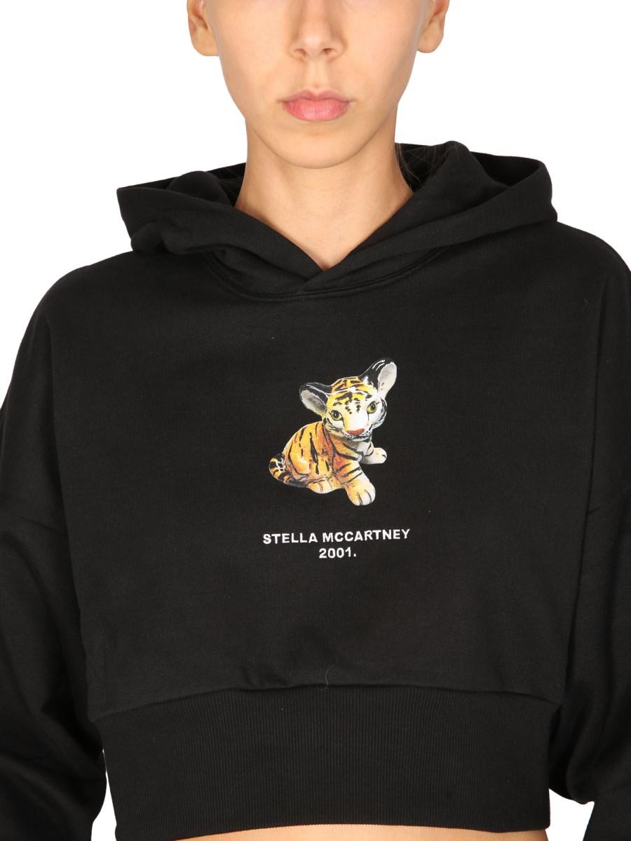 STELLA McCARTNEY FELPA TIGER IN JERSEY DI COTONE