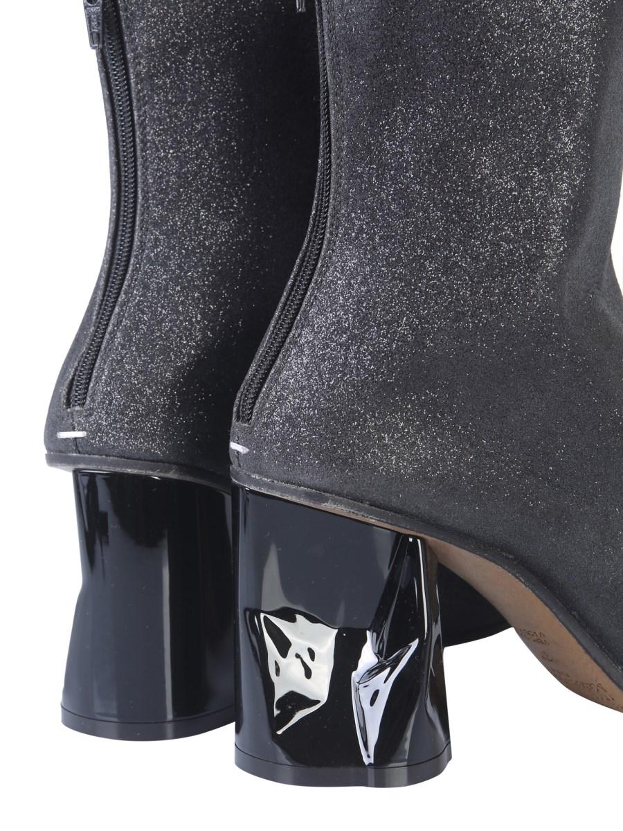 MAISON MARGIELA STIVALE IN GLITTER CON TACCO CRUSHED
