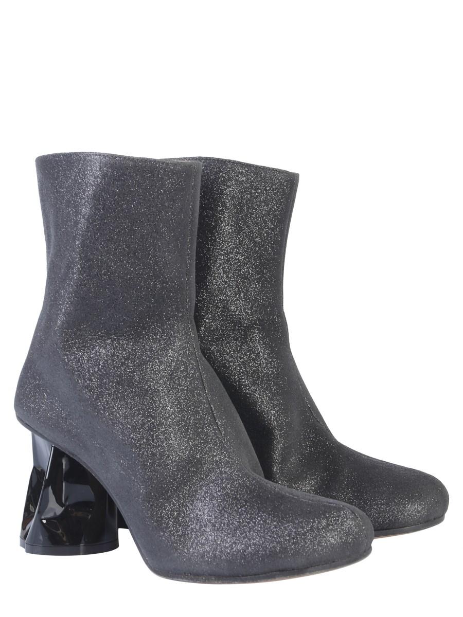 MAISON MARGIELA STIVALE IN GLITTER CON TACCO CRUSHED