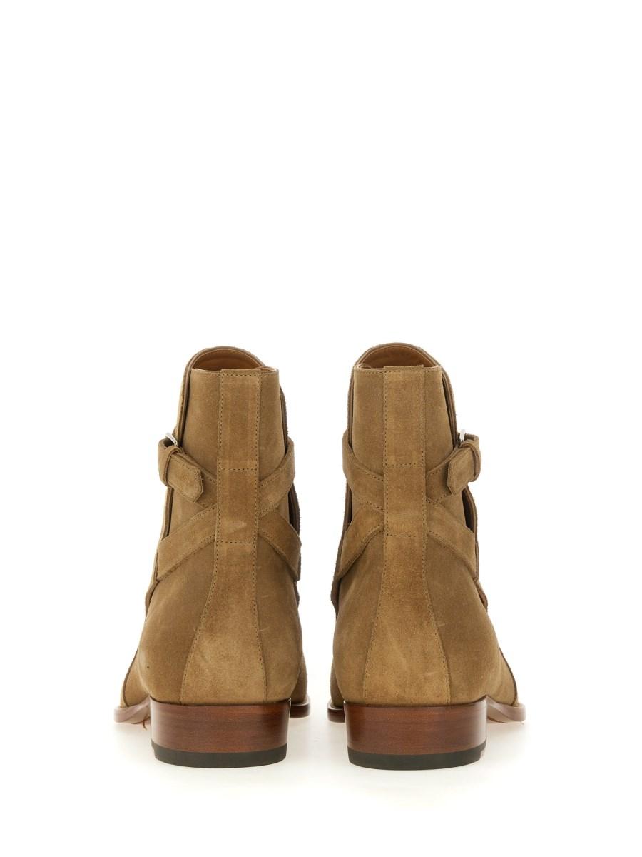 SAINT LAURENT STIVALE WYATT 30 JODHPUR IN PELLE SUEDE