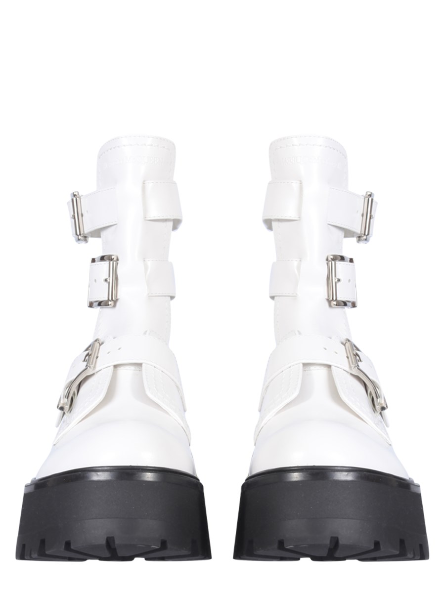 ALEXANDER McQUEEN STIVALETTO RAVE IN PELLE CON FIBBIE