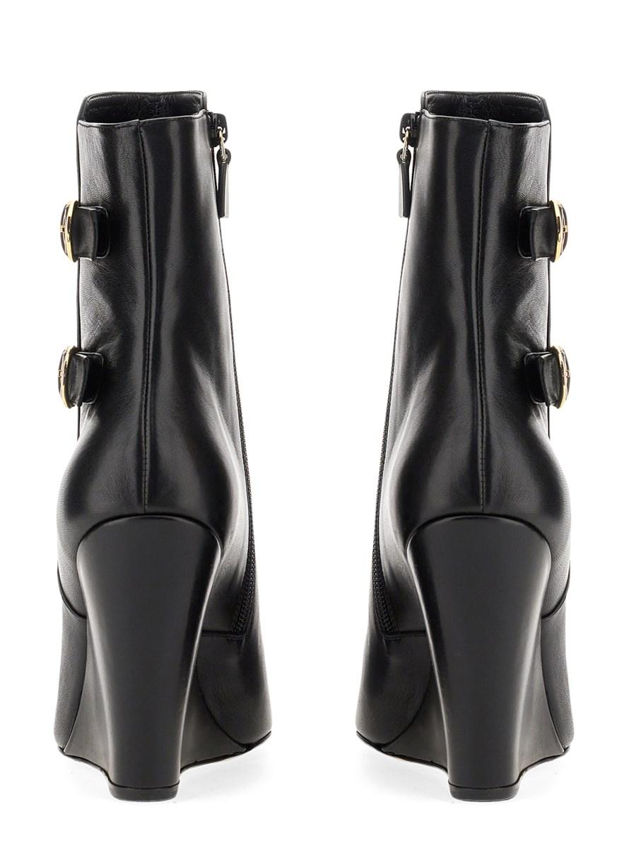 STUART WEITZMAN STIVALETTO SALOON 100 WEDGE IN PELLE