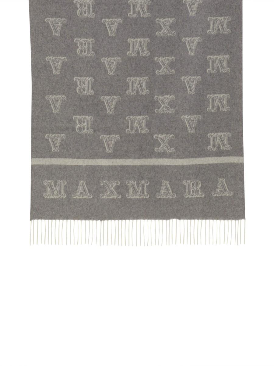 MAX MARA STOLA IN CAMMELLO JACQUARD CON MOTIVO MONOGRAM