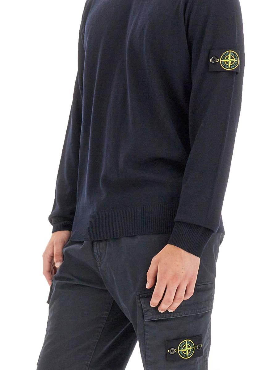 STONE ISLAND MAGLIA IN LANA VERGINE CON LOGO