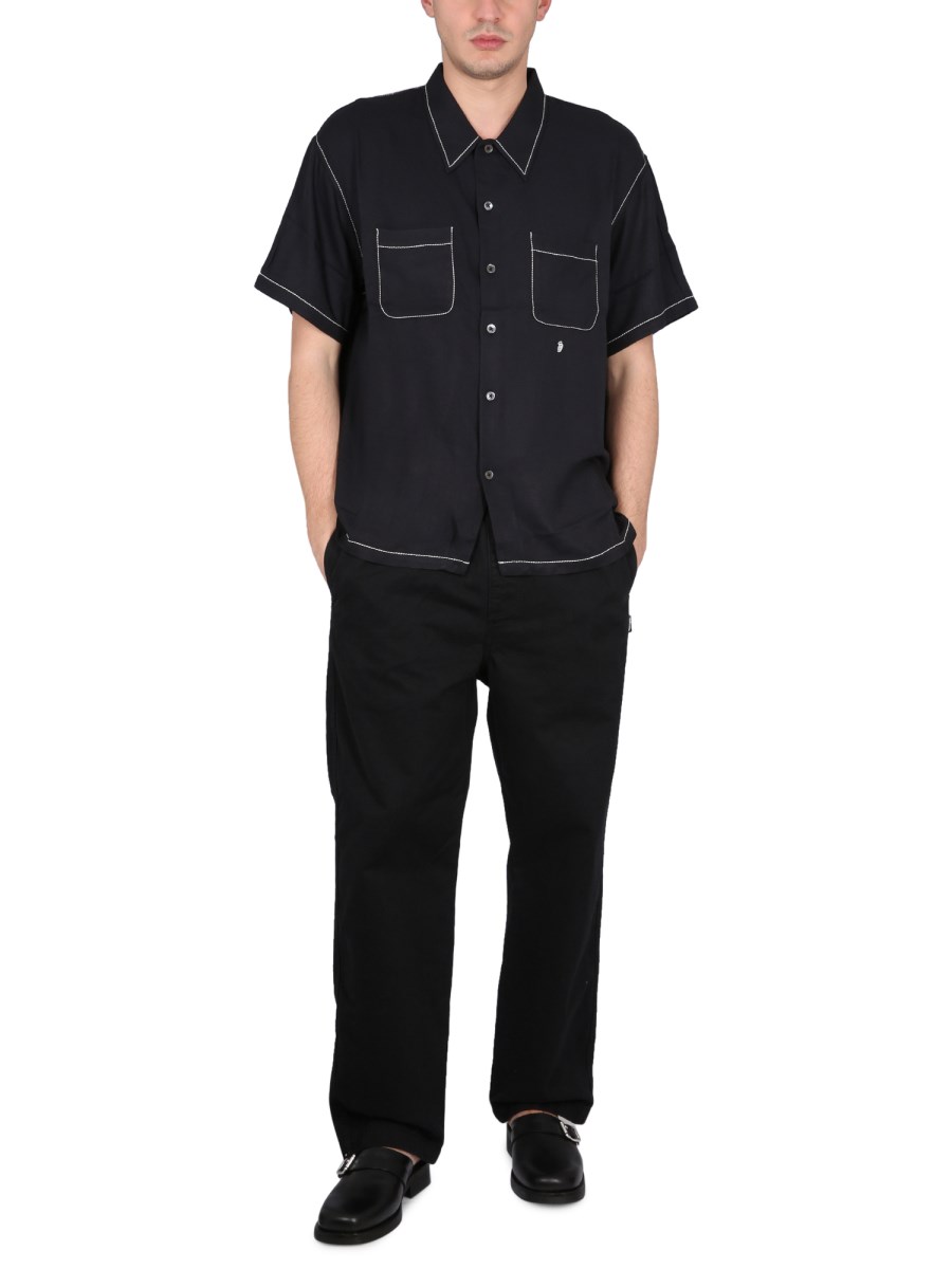 STUSSY CAMICIA IN VISCOSA CON CUCITURE A CONTRASTO