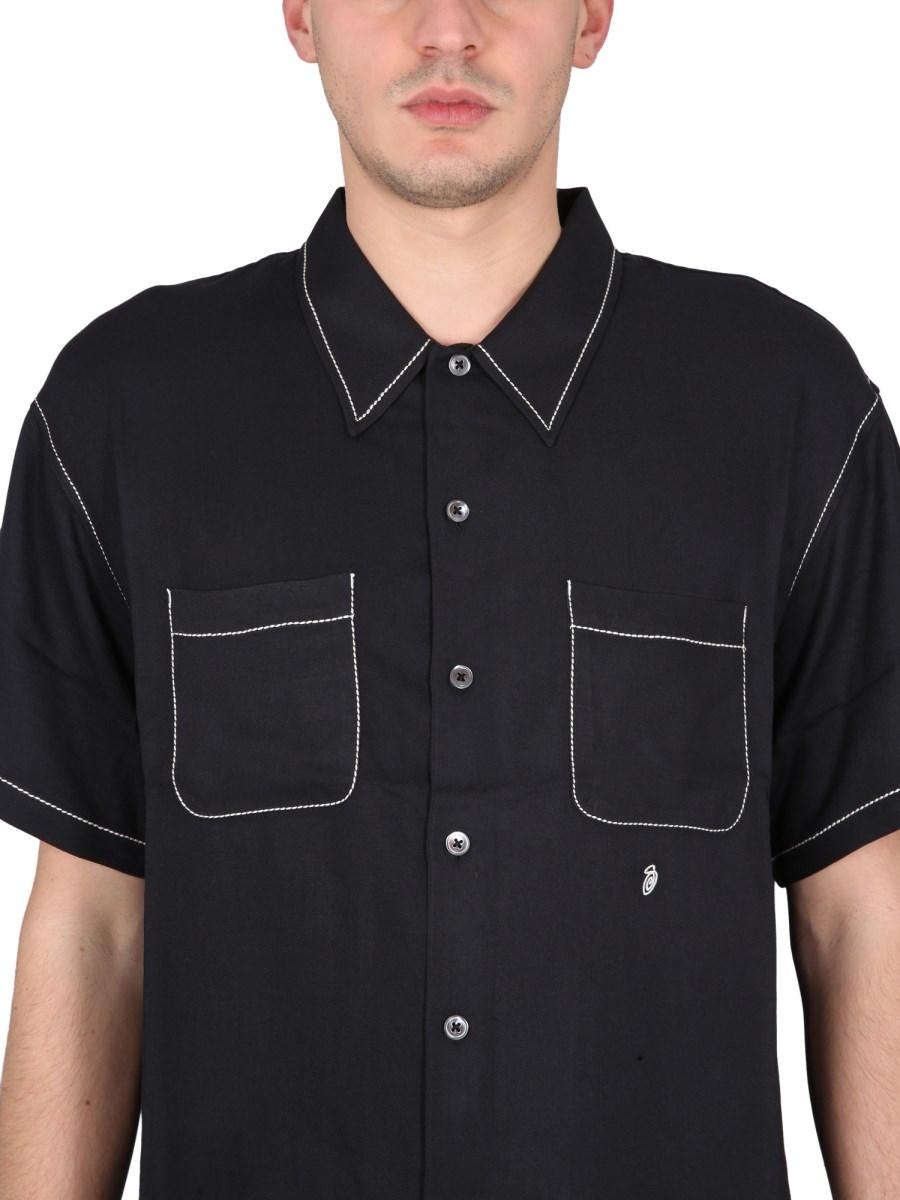 STUSSY CAMICIA IN VISCOSA CON CUCITURE A CONTRASTO