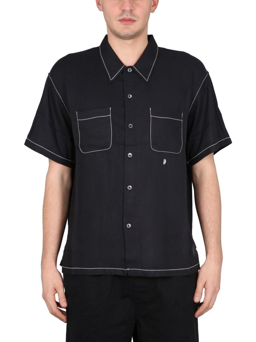 STUSSY CAMICIA IN VISCOSA CON CUCITURE A CONTRASTO