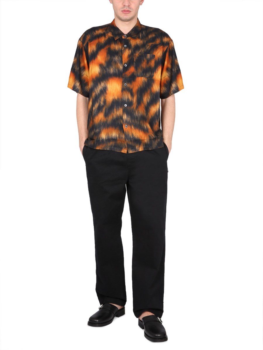 STUSSY CAMICIA IN VISCOSA CON STAMPA PELLICCIA