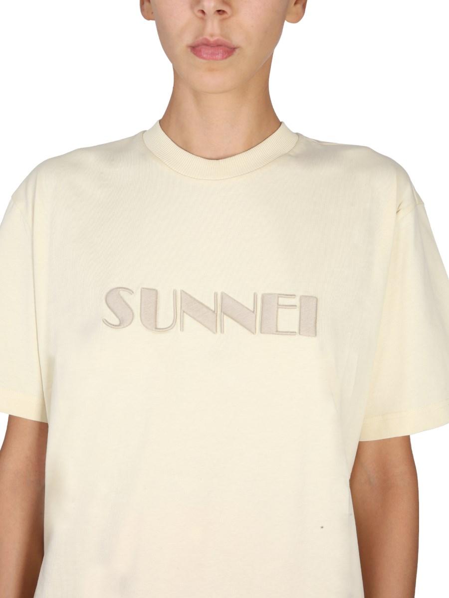 SUNNEI T-SHIRT IN JERSEY DI COTONE CON RICAMO LOGO