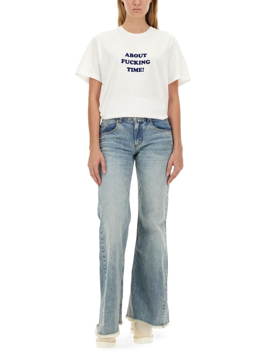 STELLA McCARTNEY T-SHIRT ABOUT TIME IN JERSEY DI COTONE