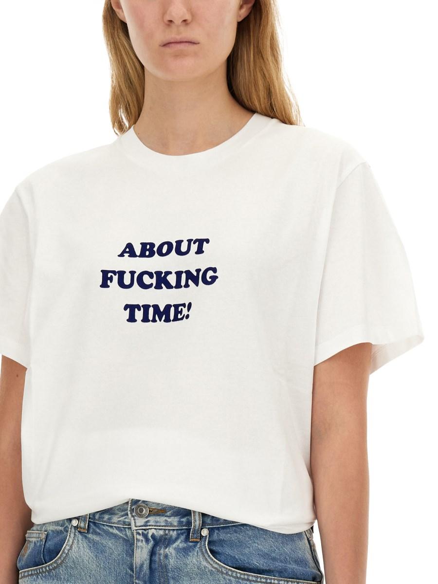 STELLA McCARTNEY T-SHIRT ABOUT TIME IN JERSEY DI COTONE