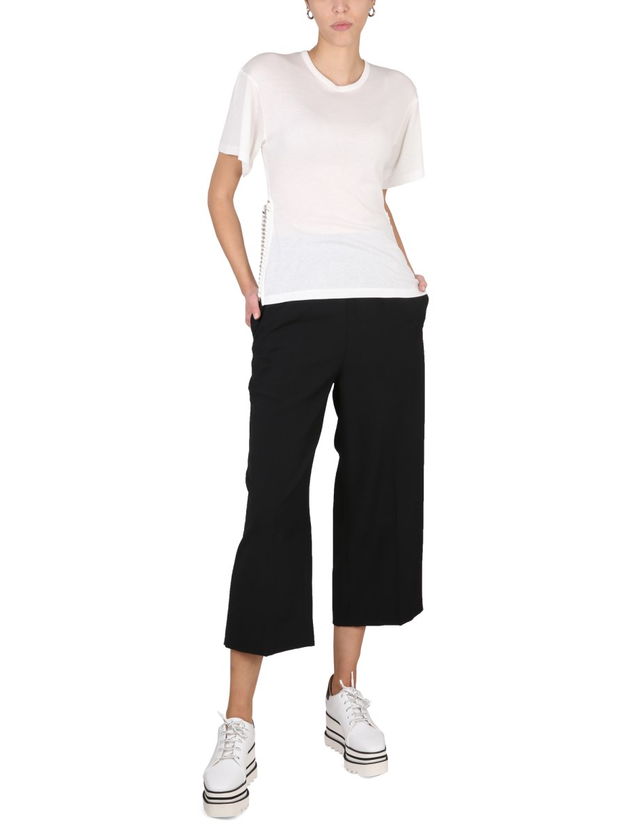 STELLA McCARTNEY T-SHIRT CON DETTAGLIO CHAIN IN MISTO COTONE