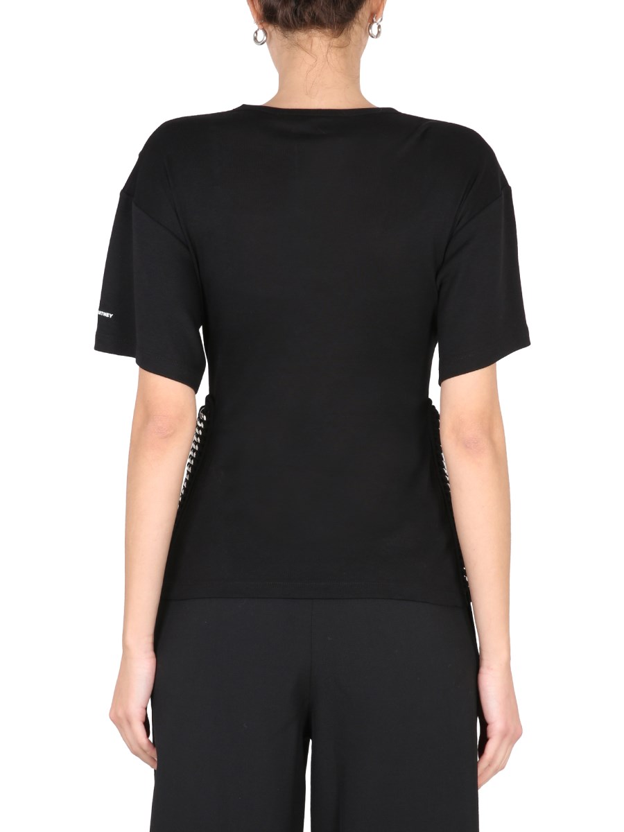 STELLA McCARTNEY T-SHIRT CON DETTAGLIO CHAIN IN MISTO COTONE