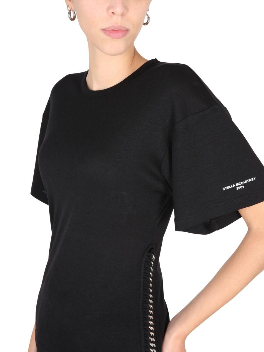 STELLA McCARTNEY T-SHIRT CON DETTAGLIO CHAIN IN MISTO COTONE