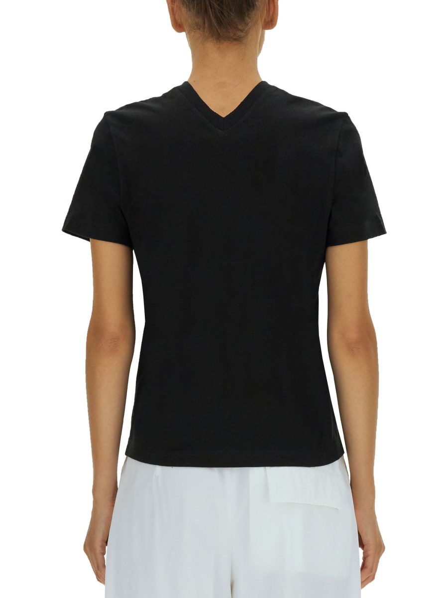 BOTTEGA VENETA T-SHIRT CON DOPPIO SCOLLO A V IN COTONE SUNRISE