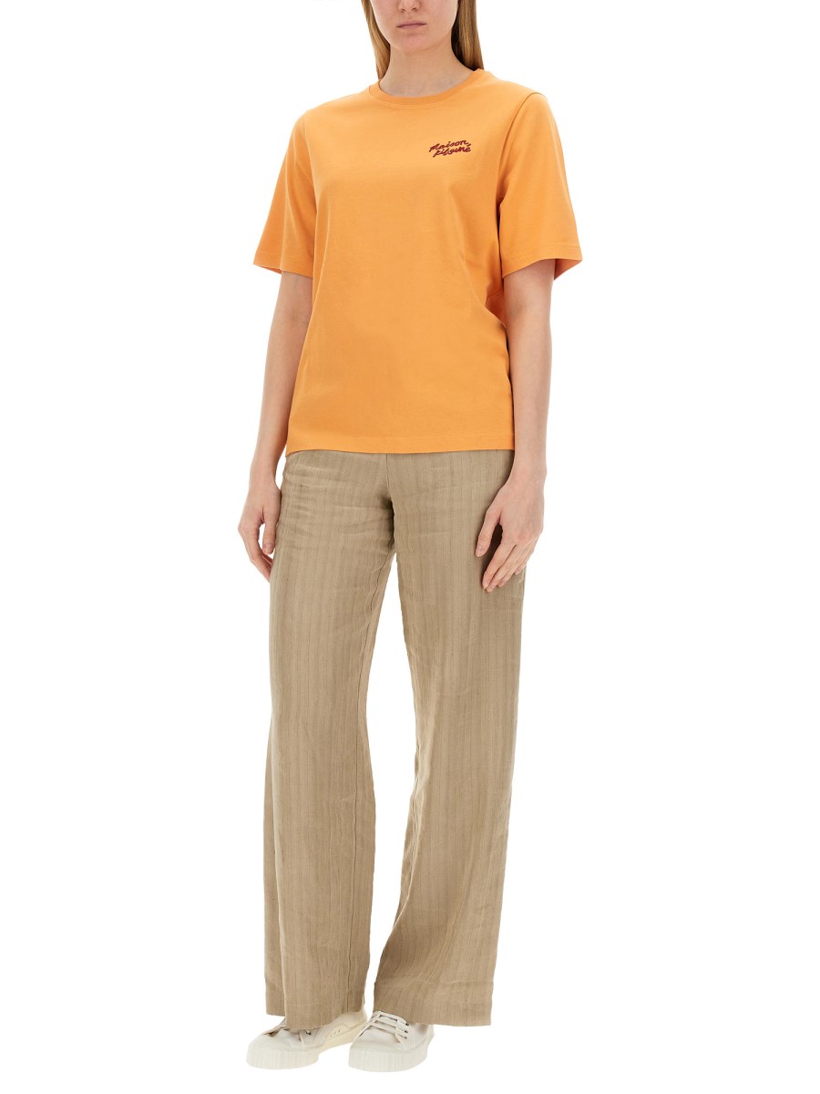 MAISON KITSUNÉ T-SHIRT CON LOGO IN JERSEY DI COTONE