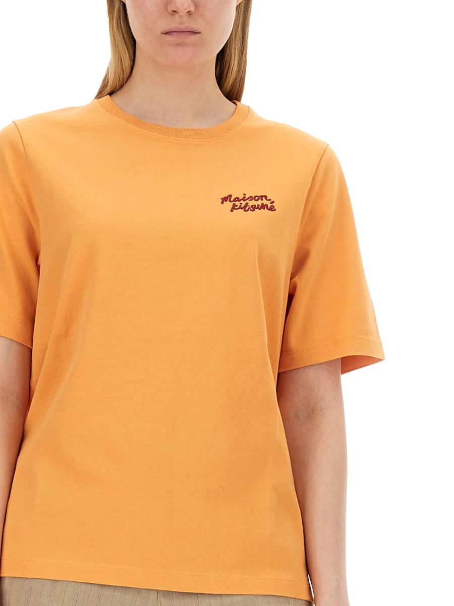 MAISON KITSUNÉ T-SHIRT CON LOGO IN JERSEY DI COTONE