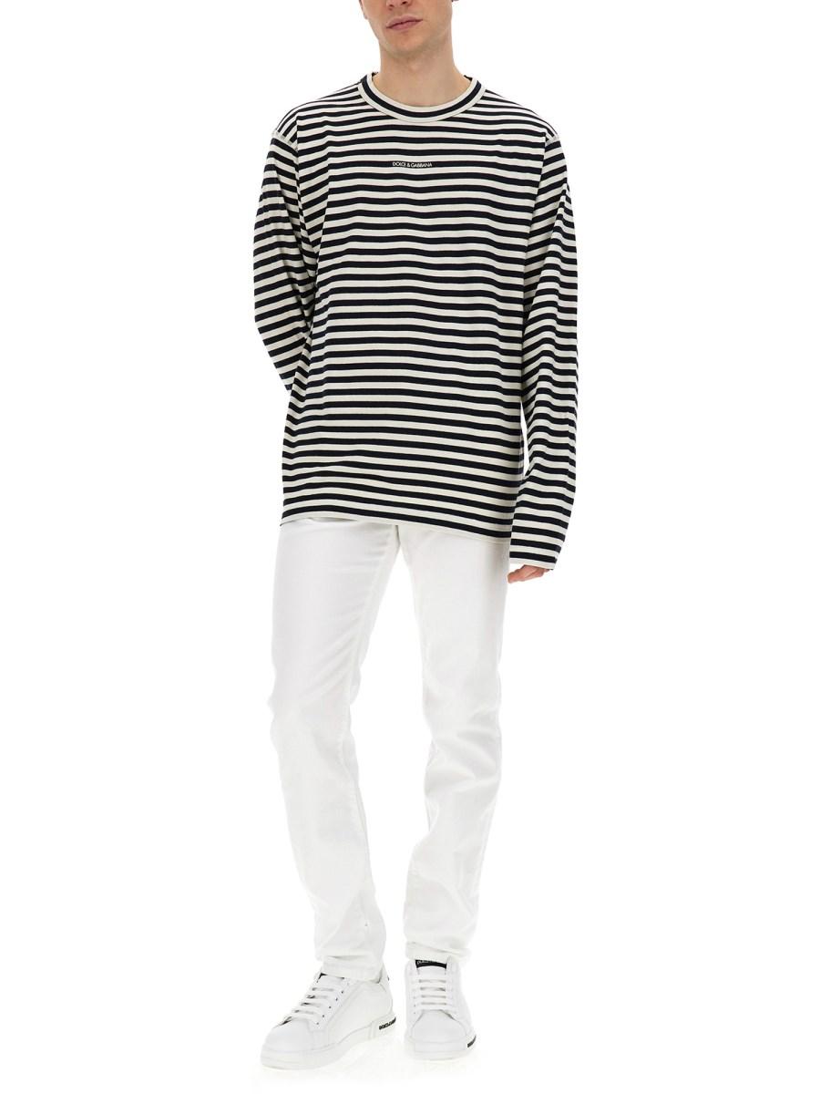 DOLCE & GABBANA T-SHIRT CON MOTIVO RIGA IN JERSEY DI COTONE