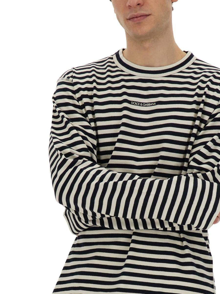 DOLCE & GABBANA T-SHIRT CON MOTIVO RIGA IN JERSEY DI COTONE